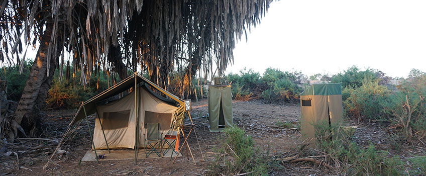 A typical tented camp for the Great Walk of Africa