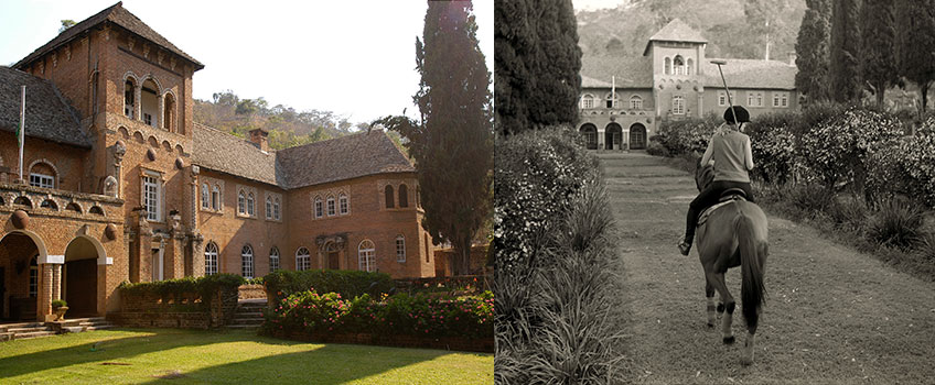 Two views - one modern, one historical in black and white - of Shiwa Ng’andu – The Africa House - in Zambia.