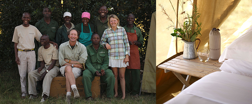 Happy staff at a horse riding safari camp in Kenya
