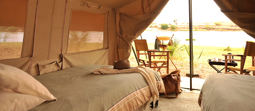 Private safari tent in Kenya's Tsavo National Park