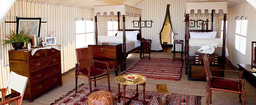 The supremely elegant San Camp, in Botswana's Makgadikgadi Salt Pans