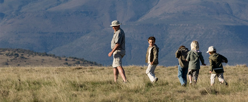 A walking safari with young children on a family road trip in South Africa
