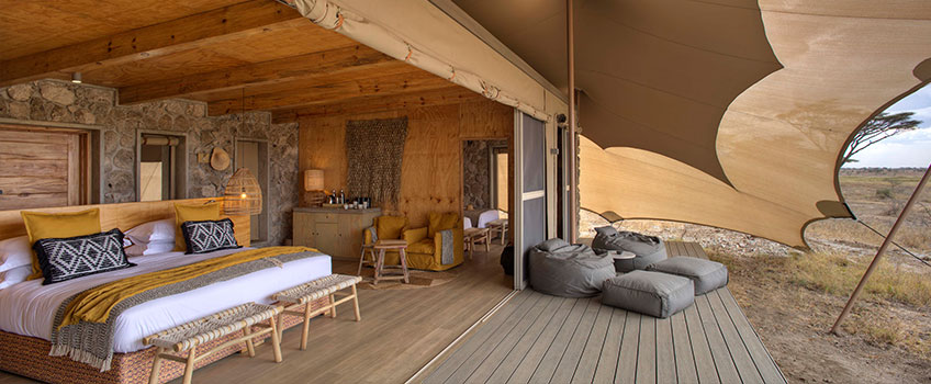 Luxury tented accommodation on a Serengeti safari