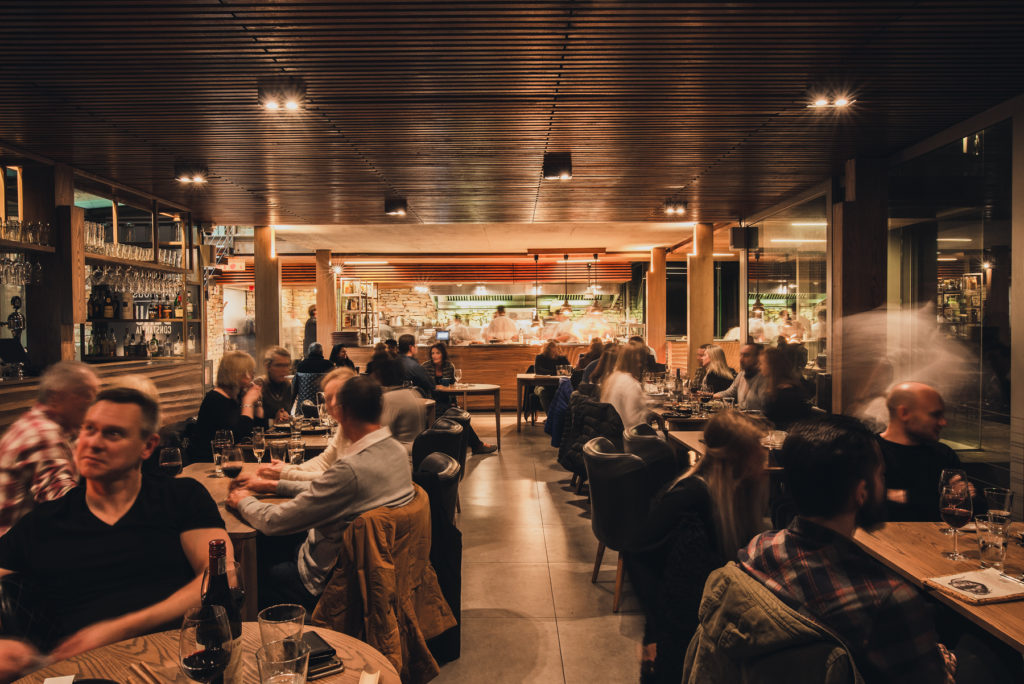 Dining in Cape Town: Chef's Warehouse dining room at night