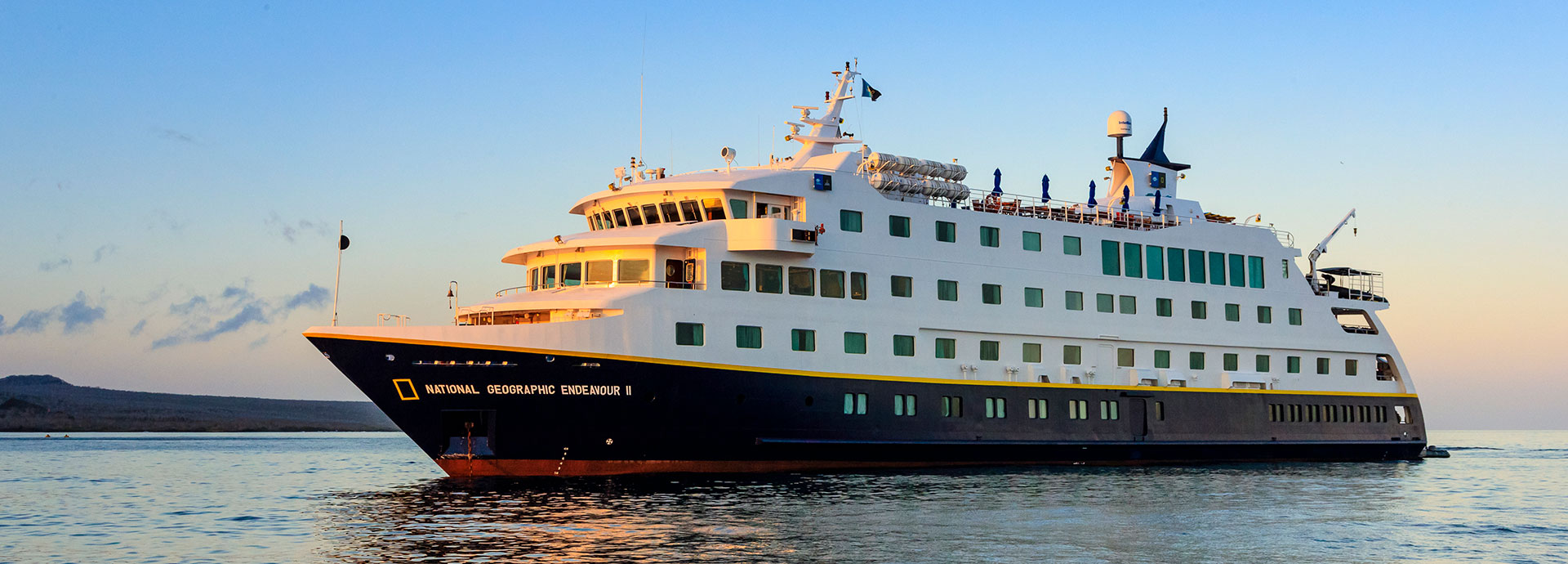 The mighty Lindblad Endeavour Ship offers a unique way to explore the Galapagos