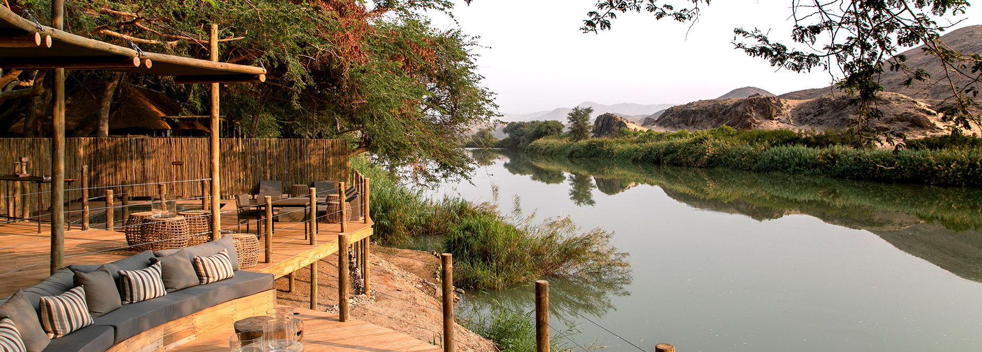 Rest on the banks of the Kunene River at Serra Cafema