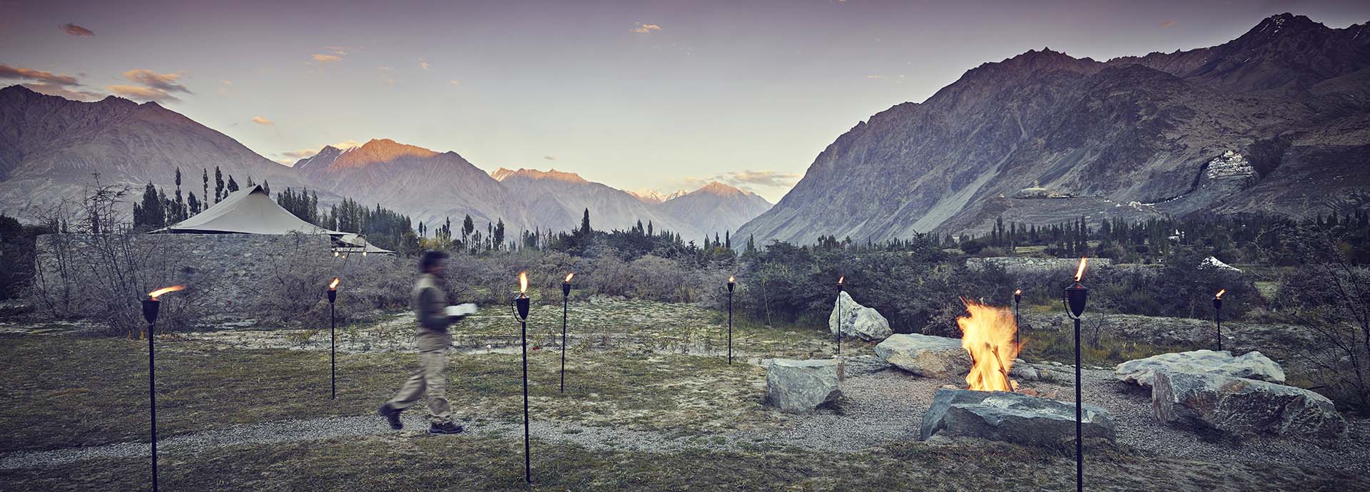 A luxury safari camp in the Himalayan mountains