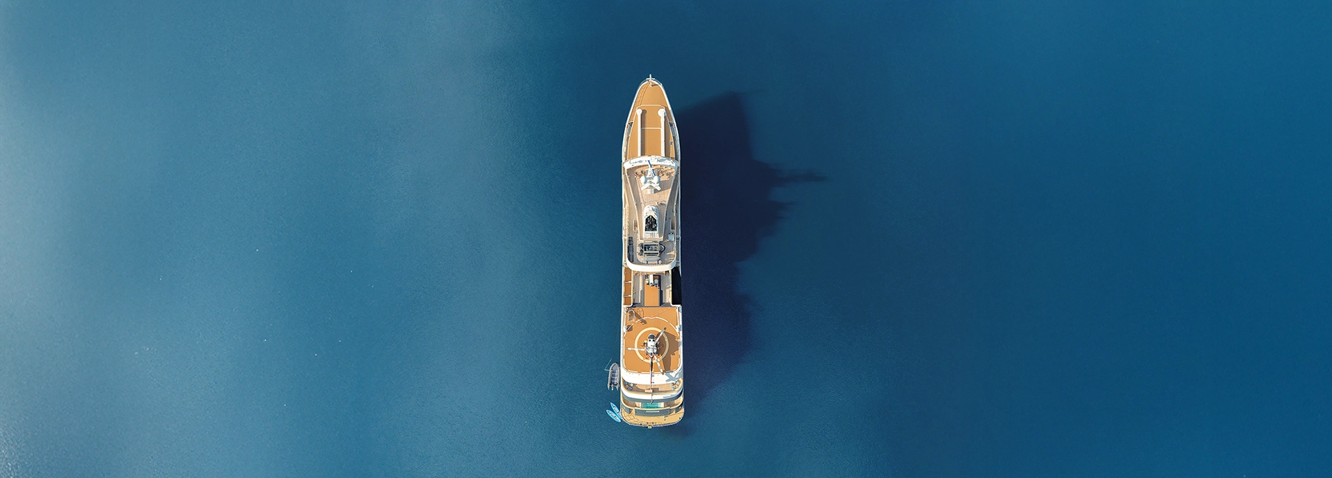 Aqua Lares viewed from above, perfectly centred in a sea of deep blue.