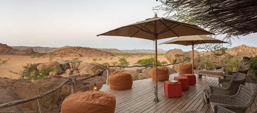 expansive sun deck at a safari lodge in Namibia