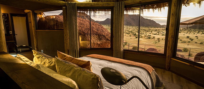 Sumptuous luxury suite at a safari lodge in Namibia