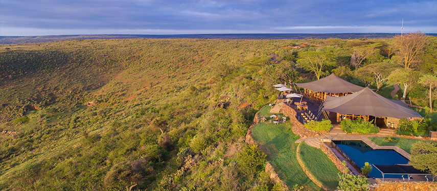 Aerial view of Loisaba tented Camp and its surrounds