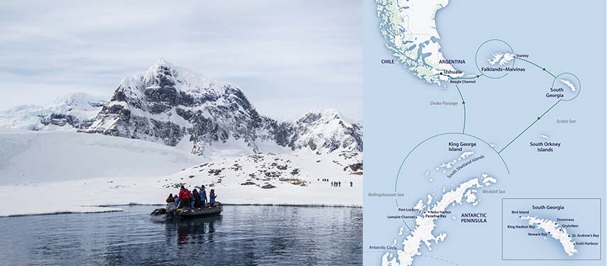 Map of Falklands, South Georgia & Antarctic Peninsula