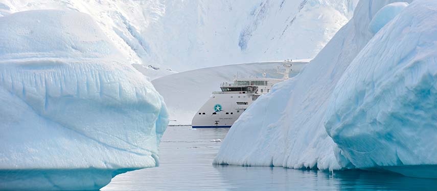 luxury cruise Ship Greg Mortimer In Antarctica