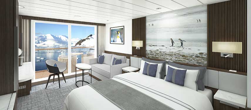 Luxurious double suite aboard the Sylvia Earle Expedition cruise ship