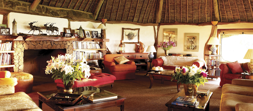 Luxury in the sittingroom at Sirikoi overlooking the Lewa Wildlife Conservancy