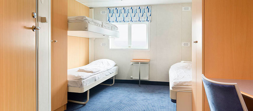 A comfortable cabin aboard the Ocean Nova Antarctic cruise ship