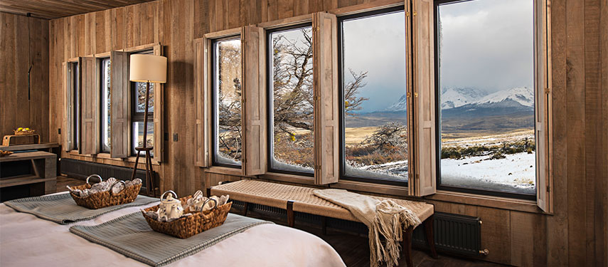 Awasi Patagonia has rooms with views over the Torres del Paine in Southern Patagonia, Chile