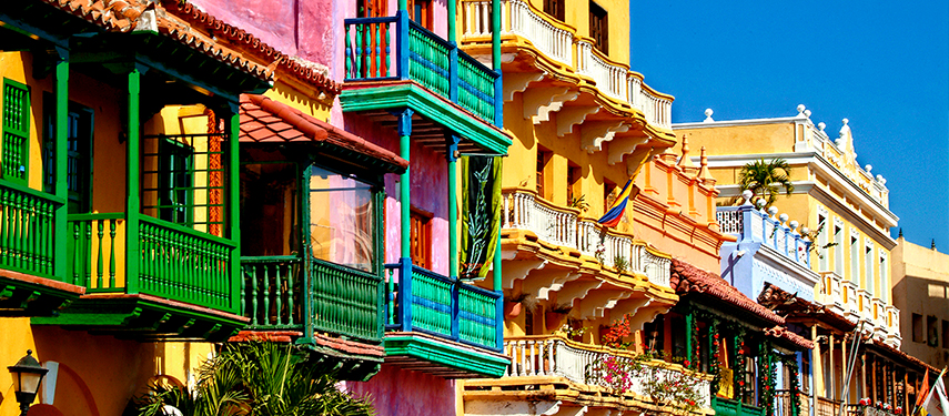 Colourful traditional street in Cartagena