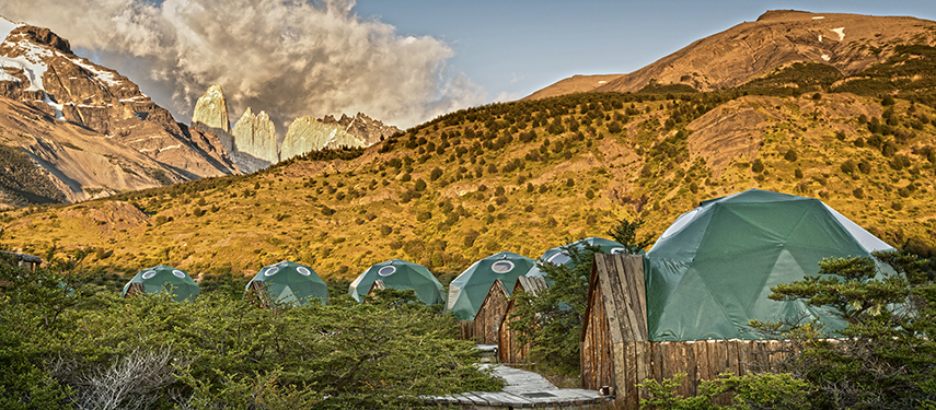 Sleep in luxury domes under the mountain skies at Eco Camp Patagonia