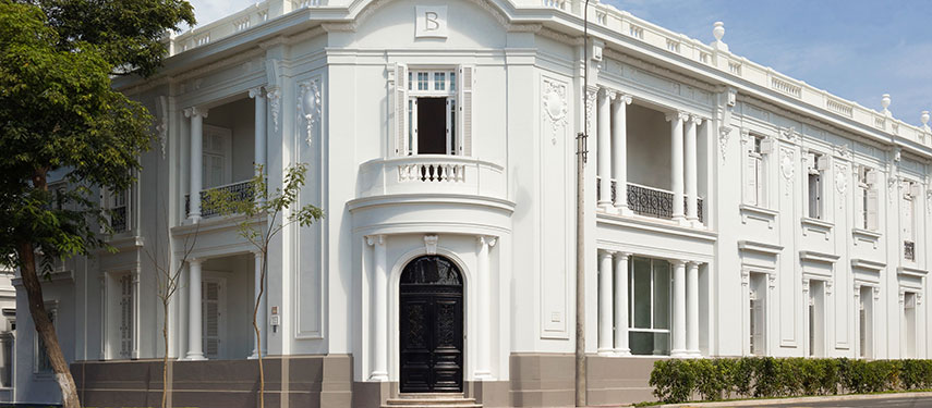 Classic architectural design of a hotel in Lima Peru