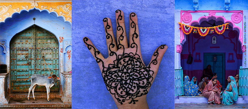 Colourful scenes and henna hand paint in Rajasthan