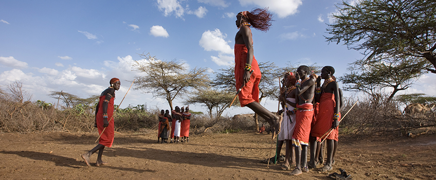 Leaping Maasai warriors in Kenya. he Maasai are a key part of Kenya's wildlife conservation efforts