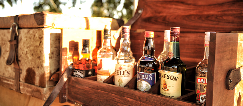 A fully stocked bush bar is always on hand at Zambezi Expeditions in Zimbabwe