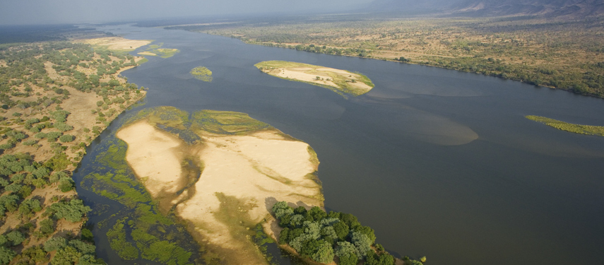 Aerial view of the Zambezi River